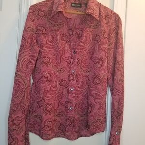New York & Company Pink Button Down Paisley Shirt